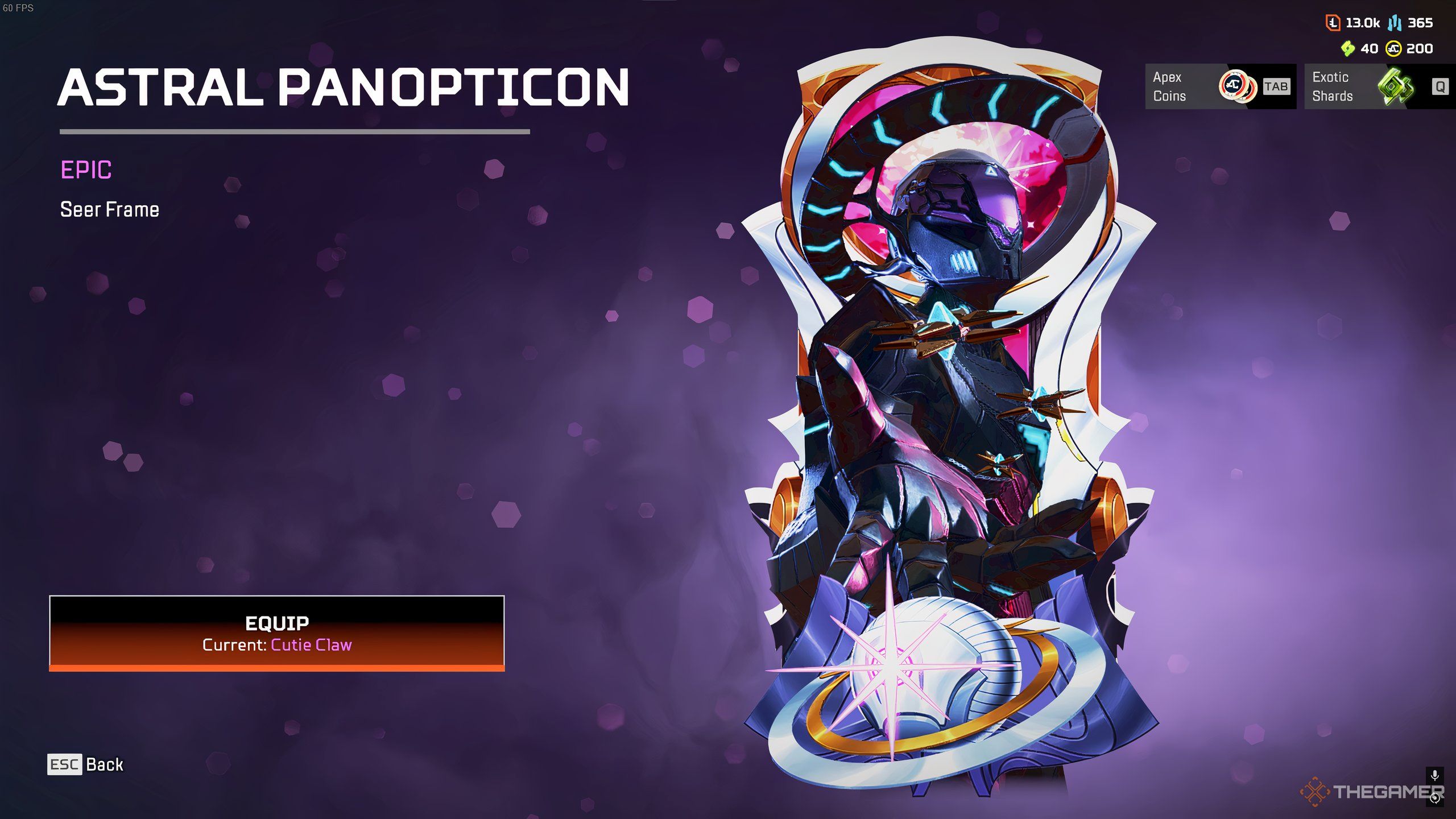 Astral Panopticon Seer frame from the Astral Anomaly Rewards Shop in Apex Legends.