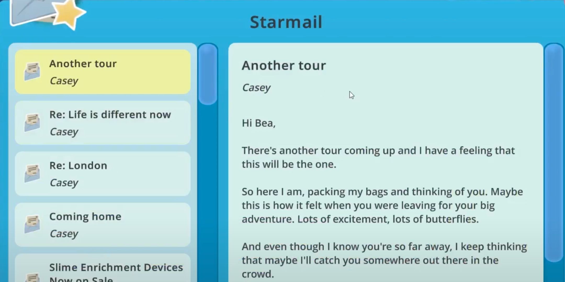 Casey's final email in Slime Rancher.