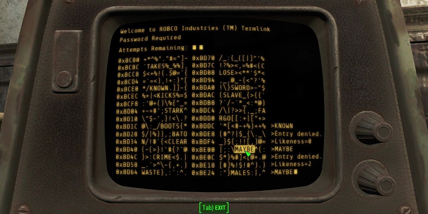 Password Likeness on a terminal screen in fallout 4.