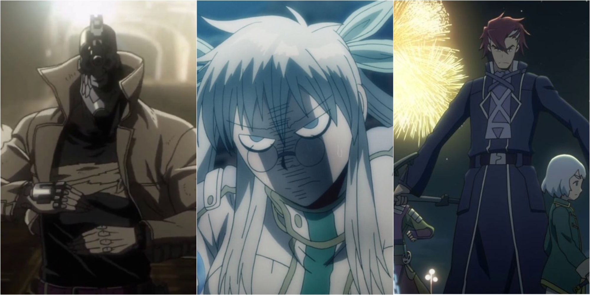 A feature image of characters from Drifters, No Guns Life, and Log Horizon.