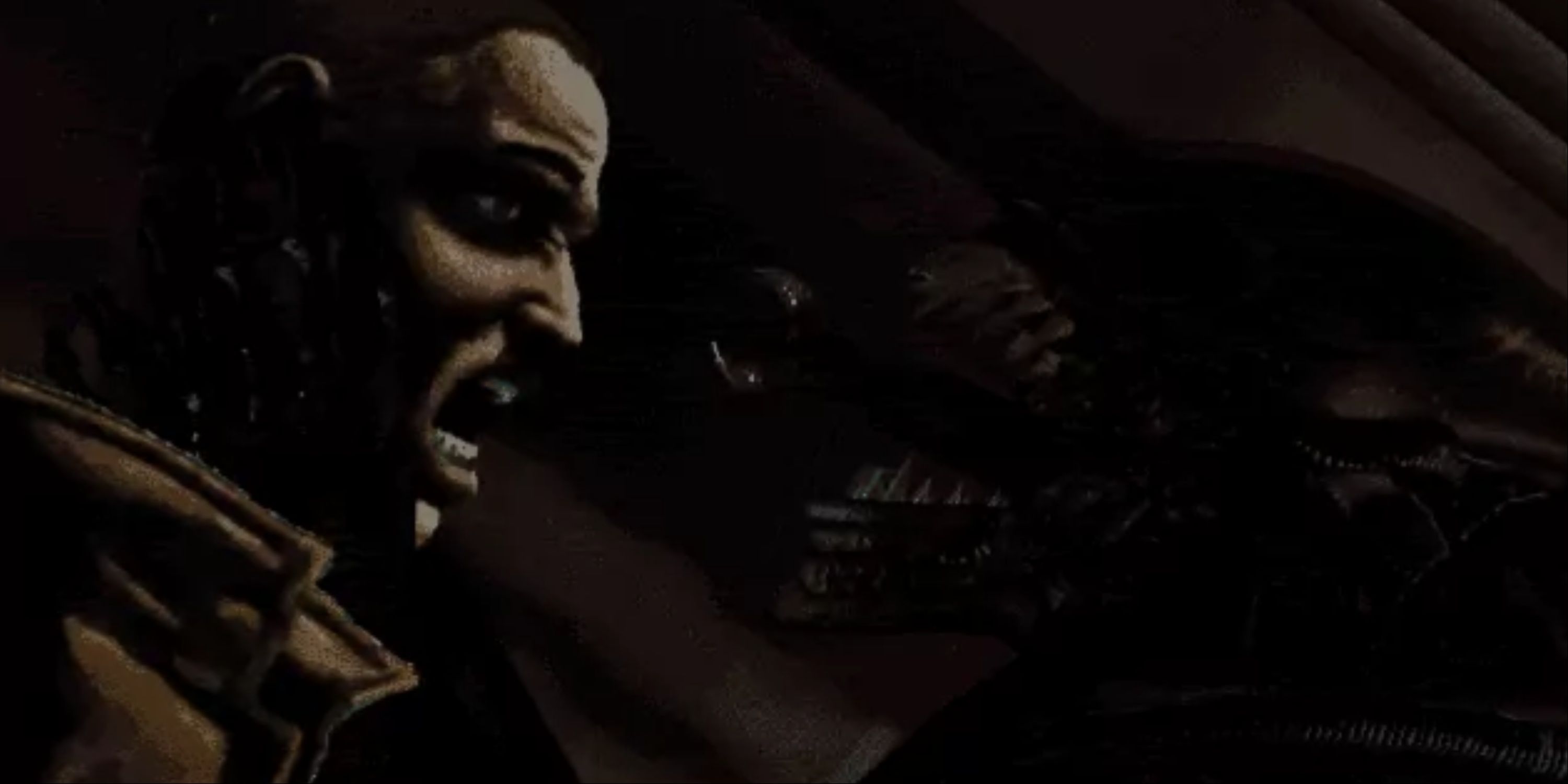 The main protagonist face-to-face with a Xenomorph in a dark environment in Aliens A Comic Book Adventure.