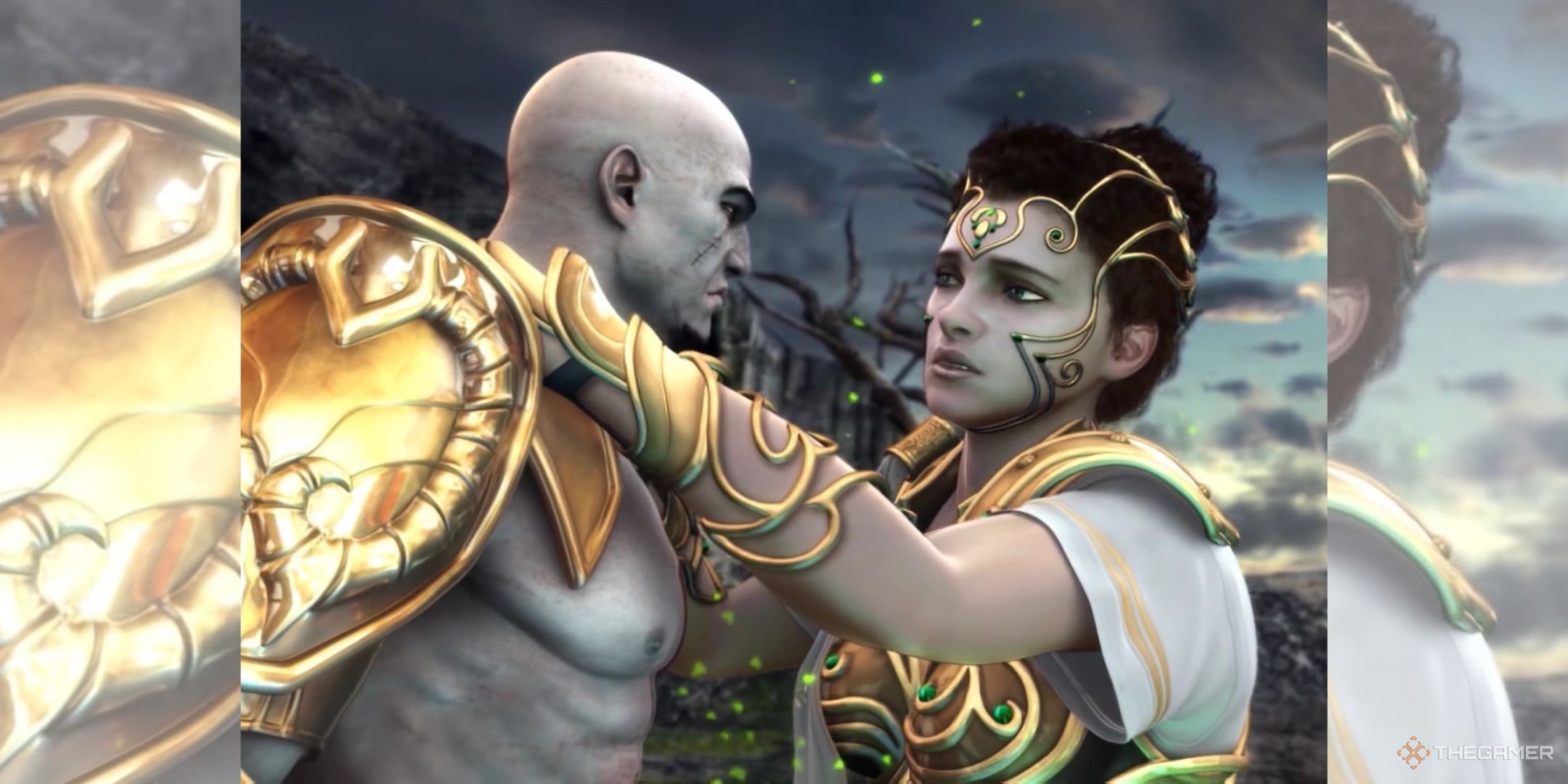 Kratos and Athena in God of War 2.