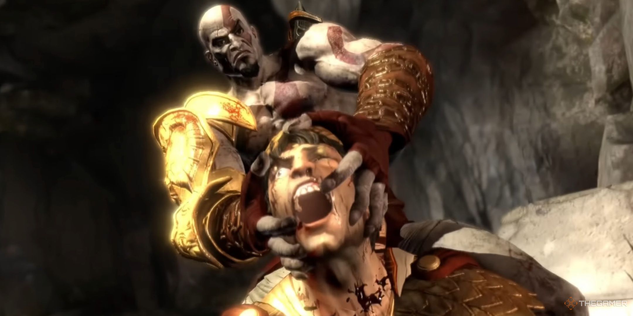 Kratos killing Helios in God of War 3.