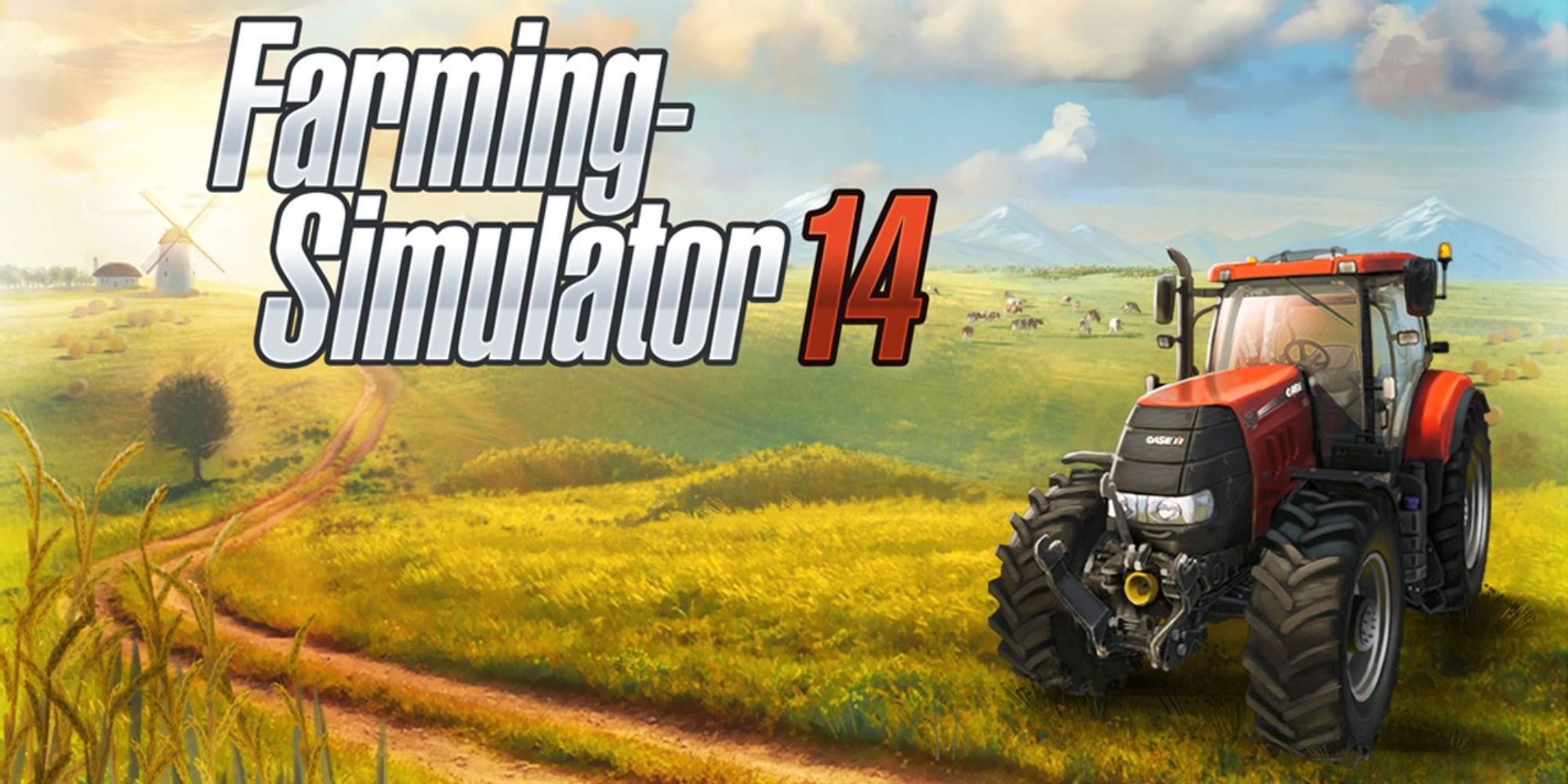 Farming Simulator 14 cover with a tractor.