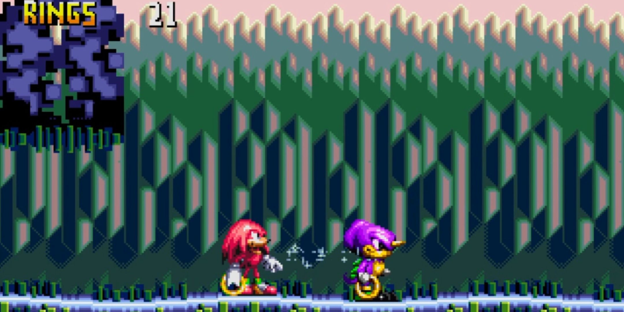 Knuckles and Espio in Knuckles Chaotix.