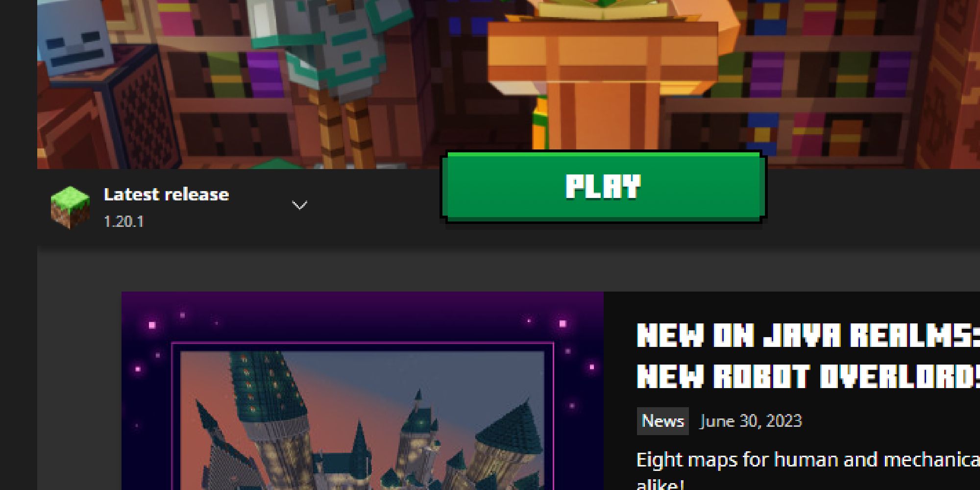 minecraft release version from launcher menu