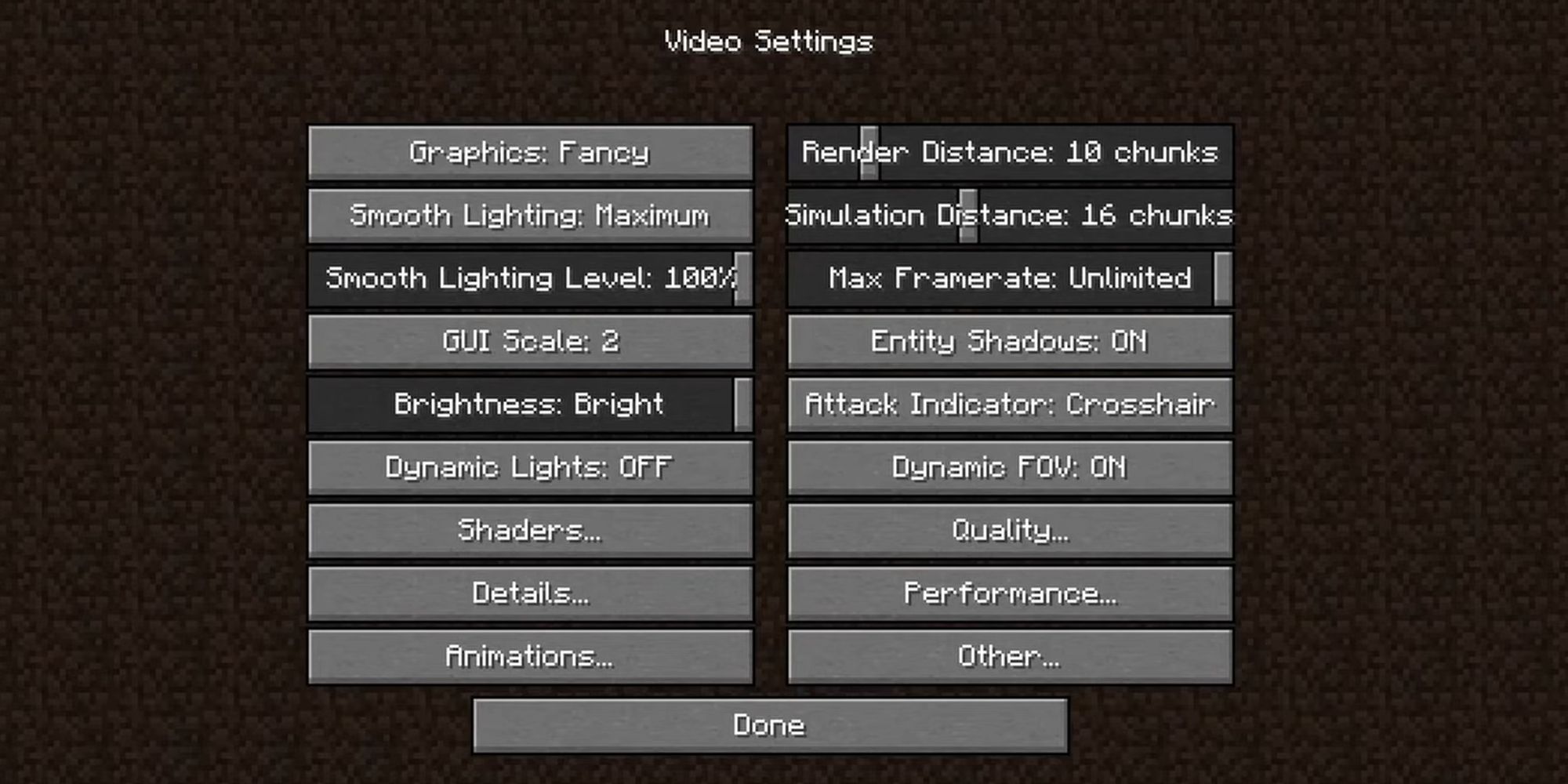 video settings to install shaders