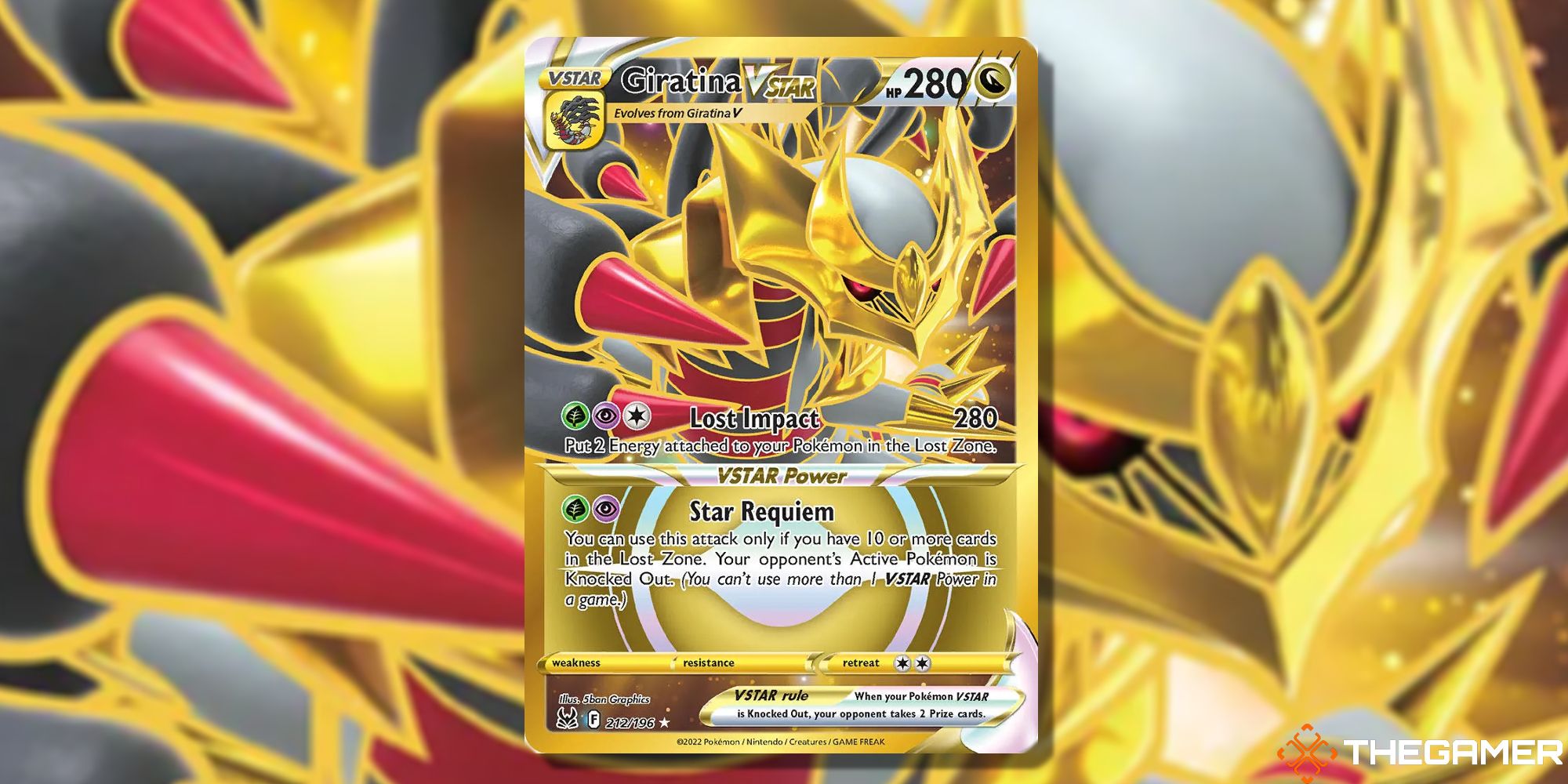 Giratina VSTAR from Lost Origin in the Pokemon TCG, with art by 5ban Graphics