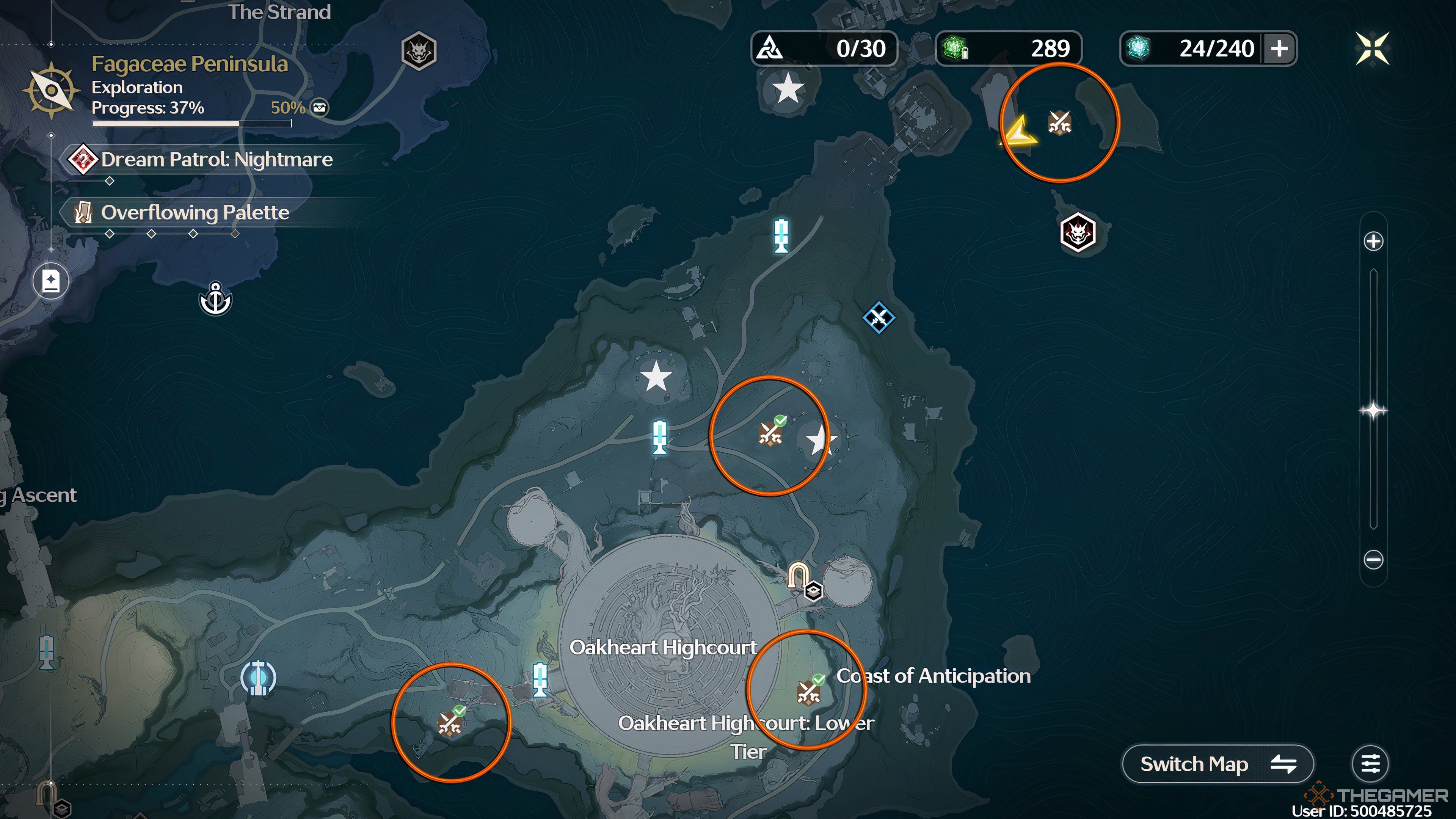 Dream Patrol challenge locations in Fagaceae Peninsula in Wuthering Waves.