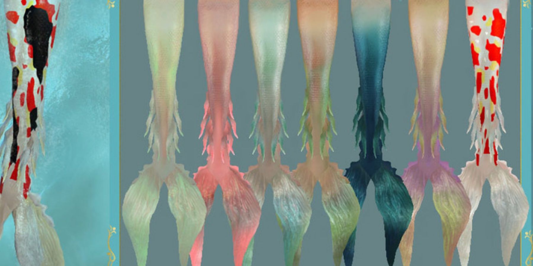 Image of Arcane Illusions mod by DanSimsFantasy Mermaid Tails lined up for The Sims 4.