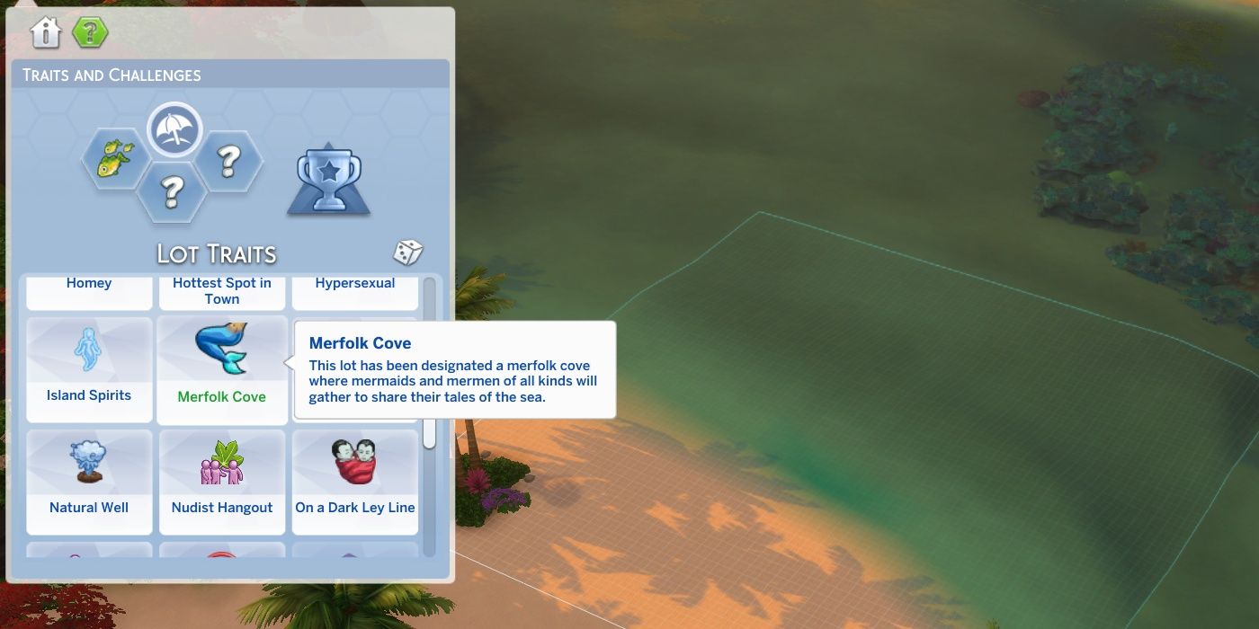 Image of a beach lot showing the Merfolk Cove Lot Mod by Simularity for The Sims 4.