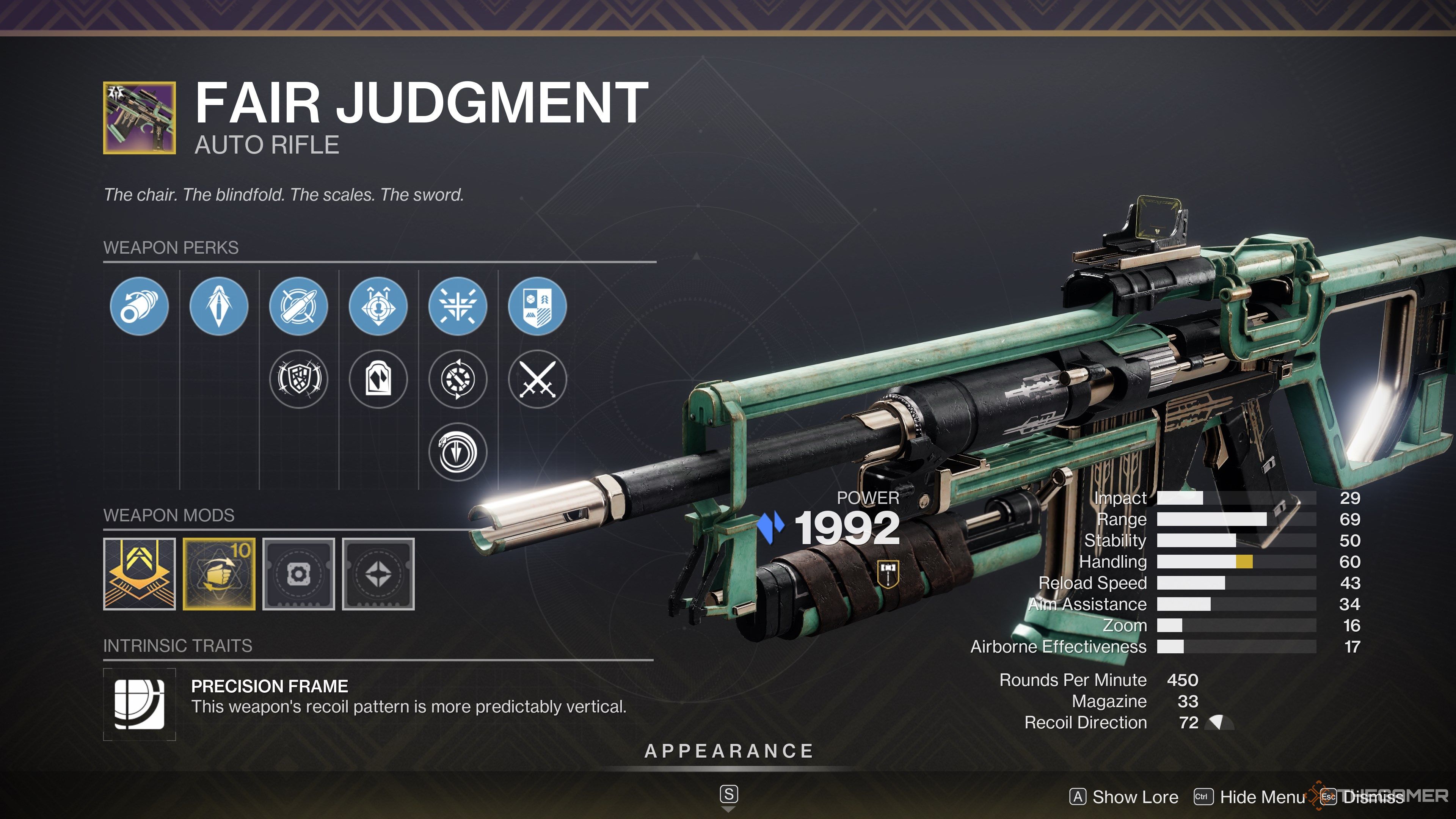 Destiny 2 Fair Judgment Weapon Perks