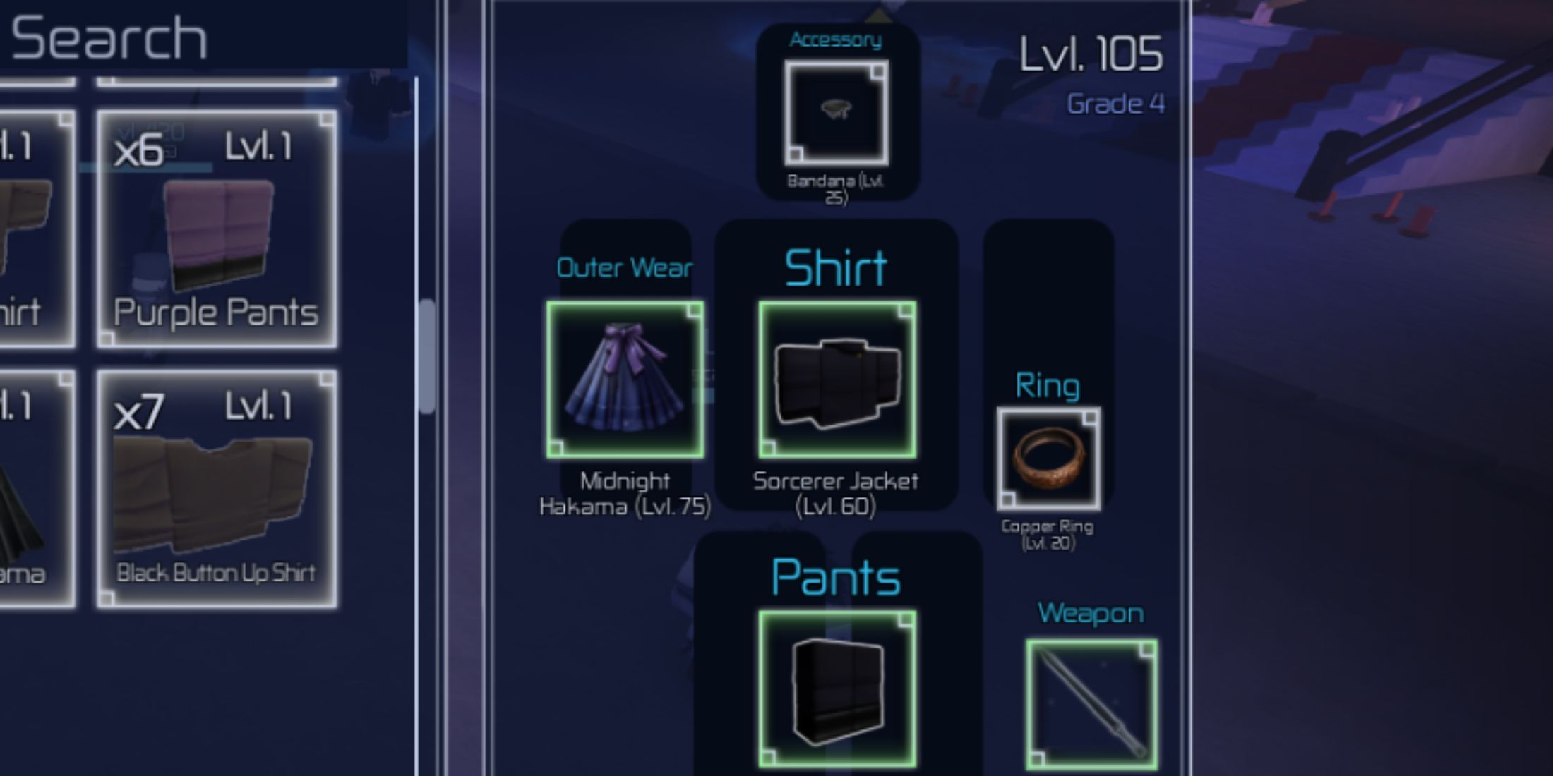 Jujutsu Infinite inventory