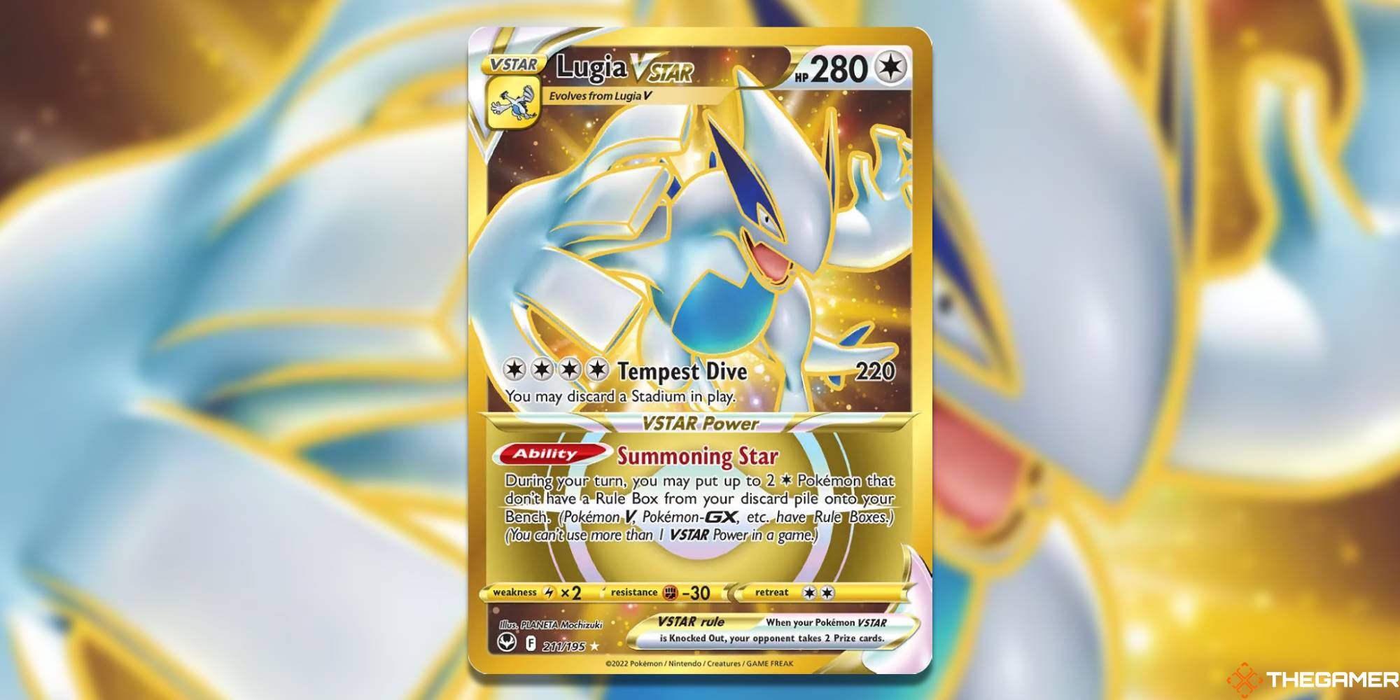 Lugia VStar Gold Rare from from Silver Tempest in the Pokemon TCG.