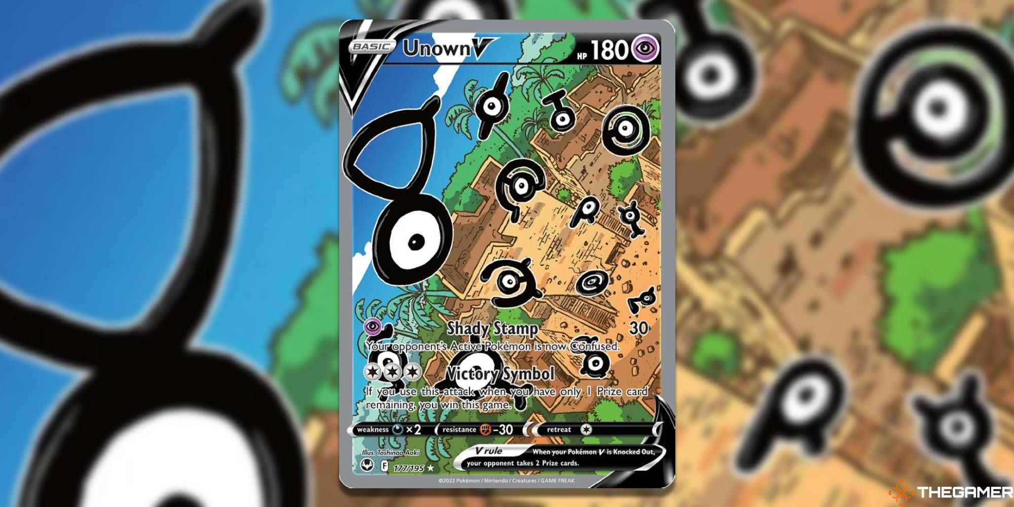 Unown V Alternate Full Art from Silver Tempest in the Pokemon TCG.