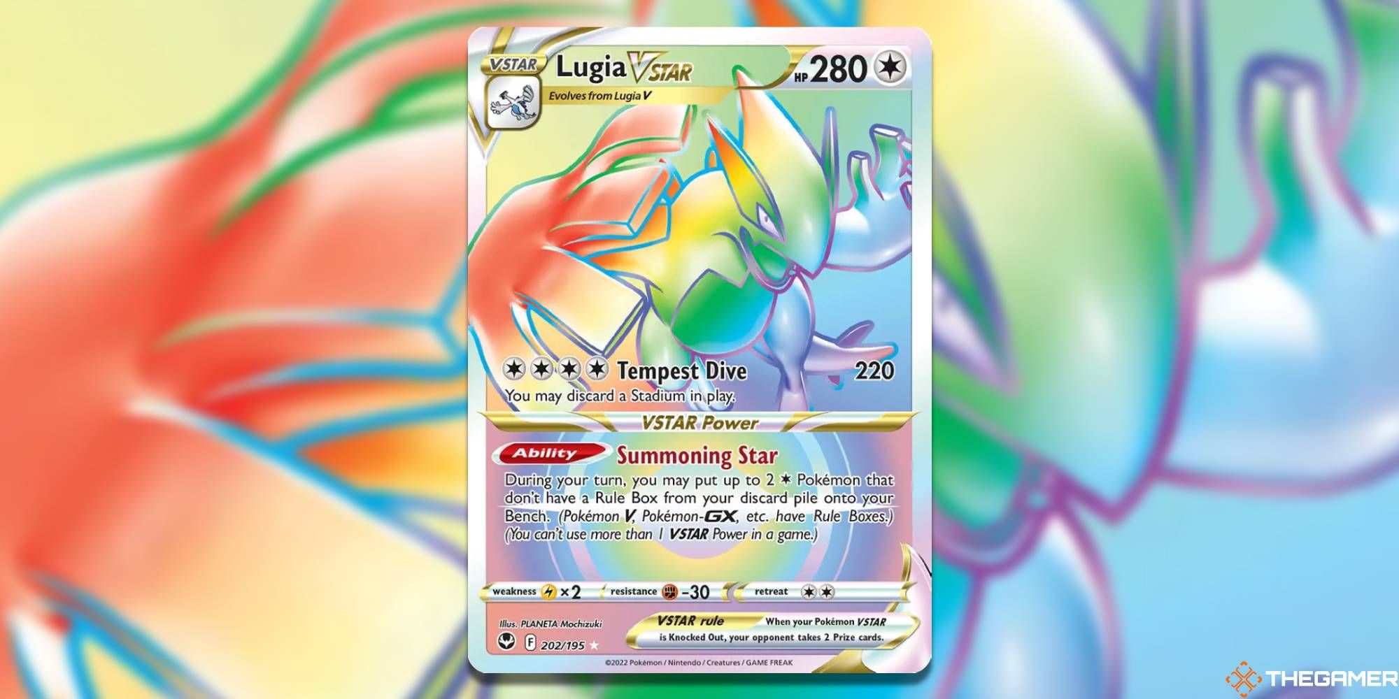 Lugia VStar Rainbow Rare from Silver Tempest in the Pokemon TCG.