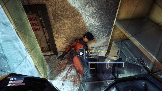 A woman lies dead in a freezer in Prey (2017).