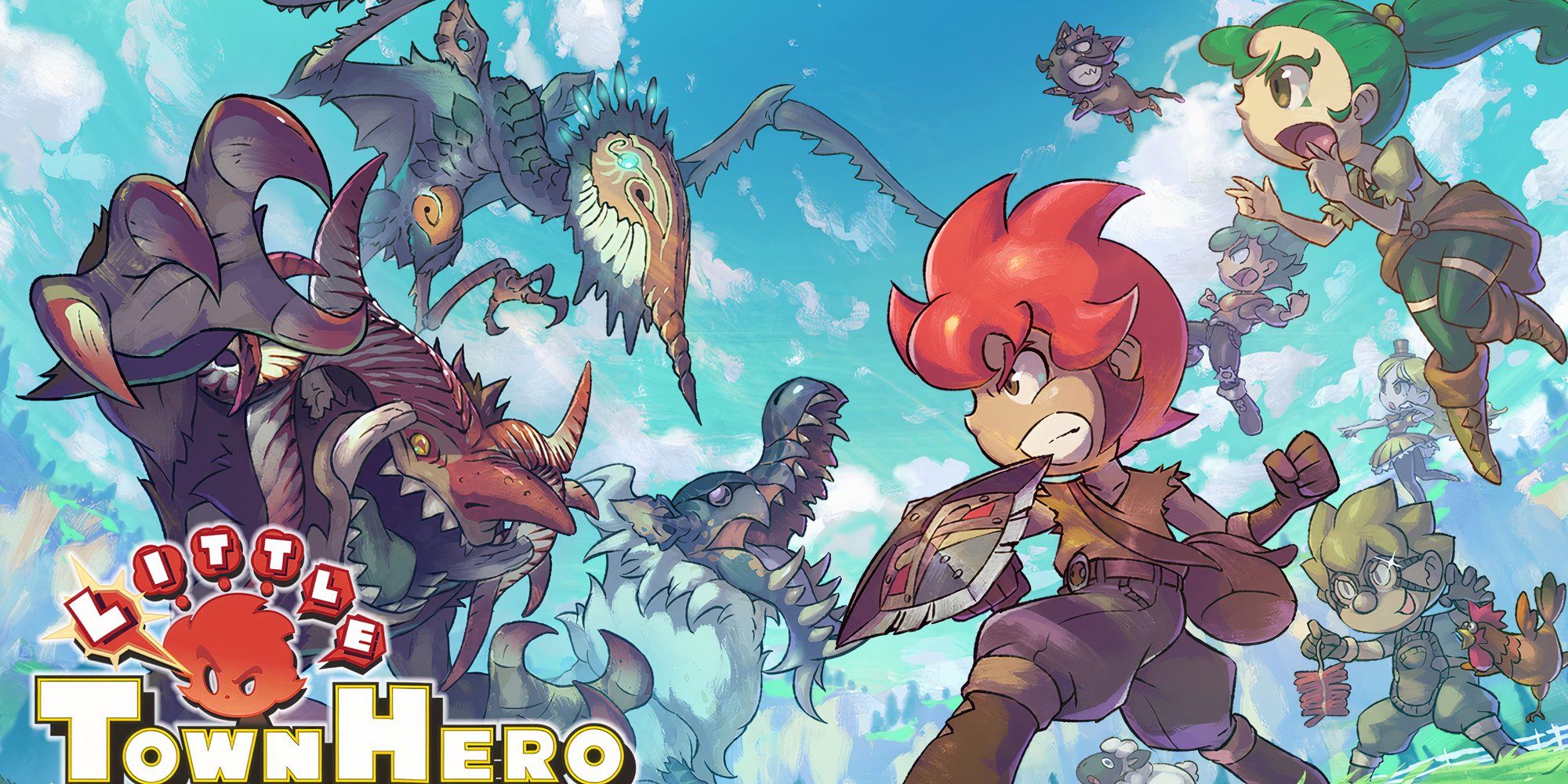 Promo art featuring characters in Little Town Hero