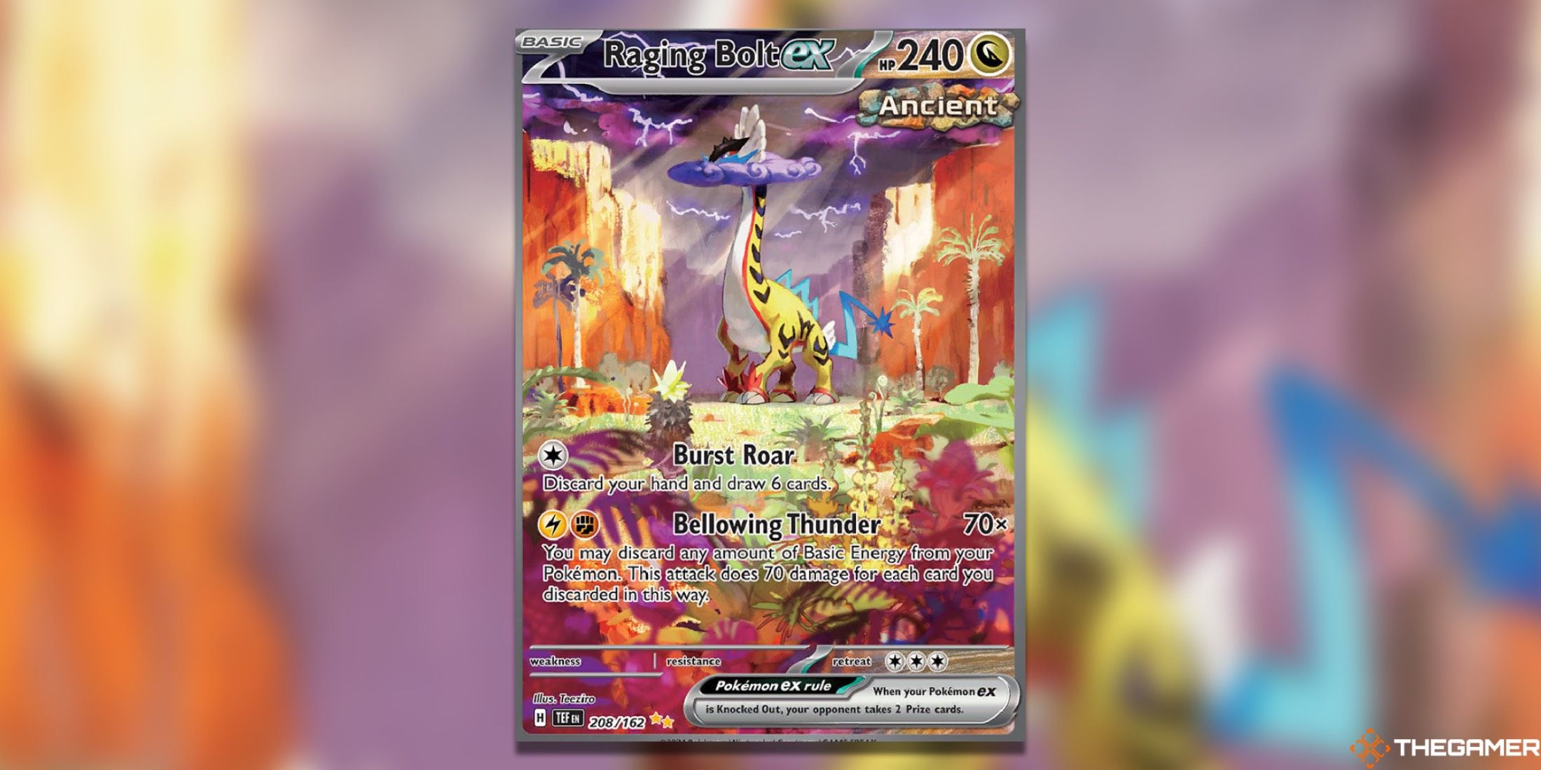 The Raging Bolt Temporal Forces Special Illustration Rare in the Pokemon TCG.