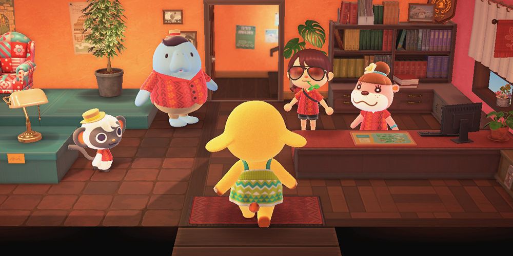 A villager getting ready to work on the happy home paradise DLC with Lottie, Niko, and Wardell.