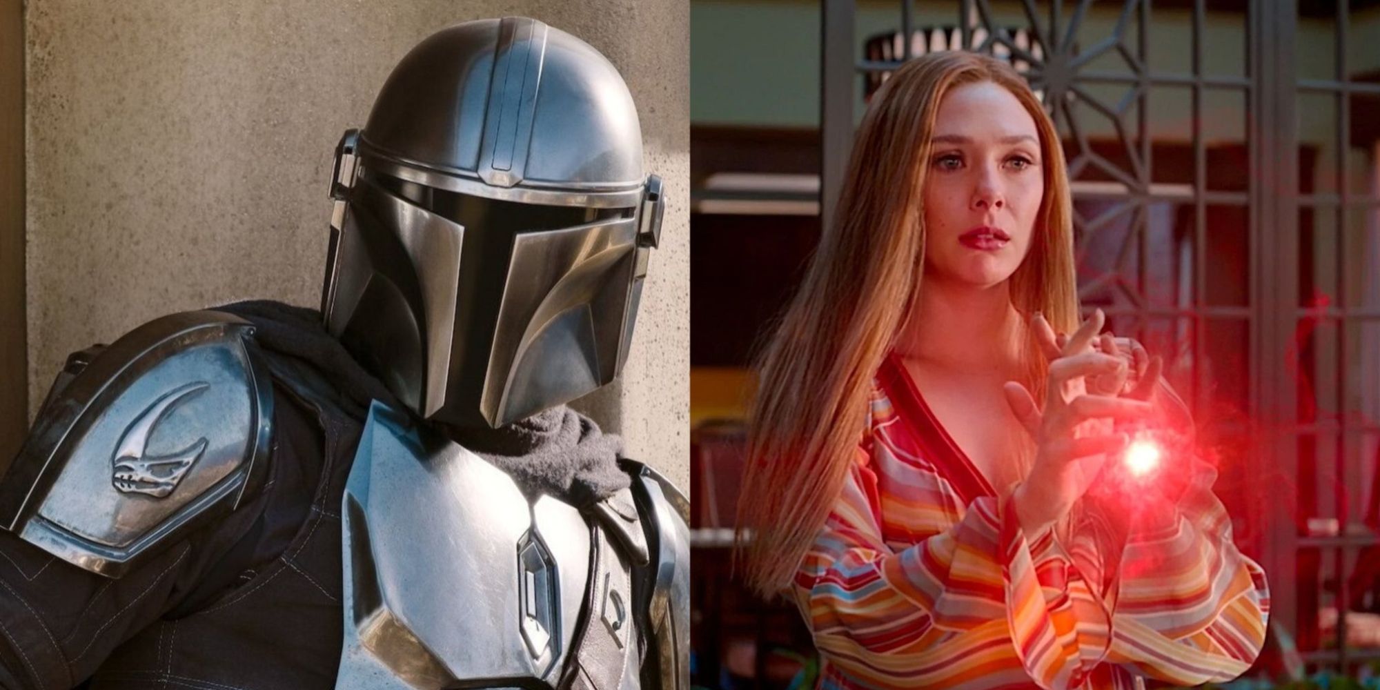 Best Shows On Disney Plus Featured Split Image Of Mandalorian And WandaVision