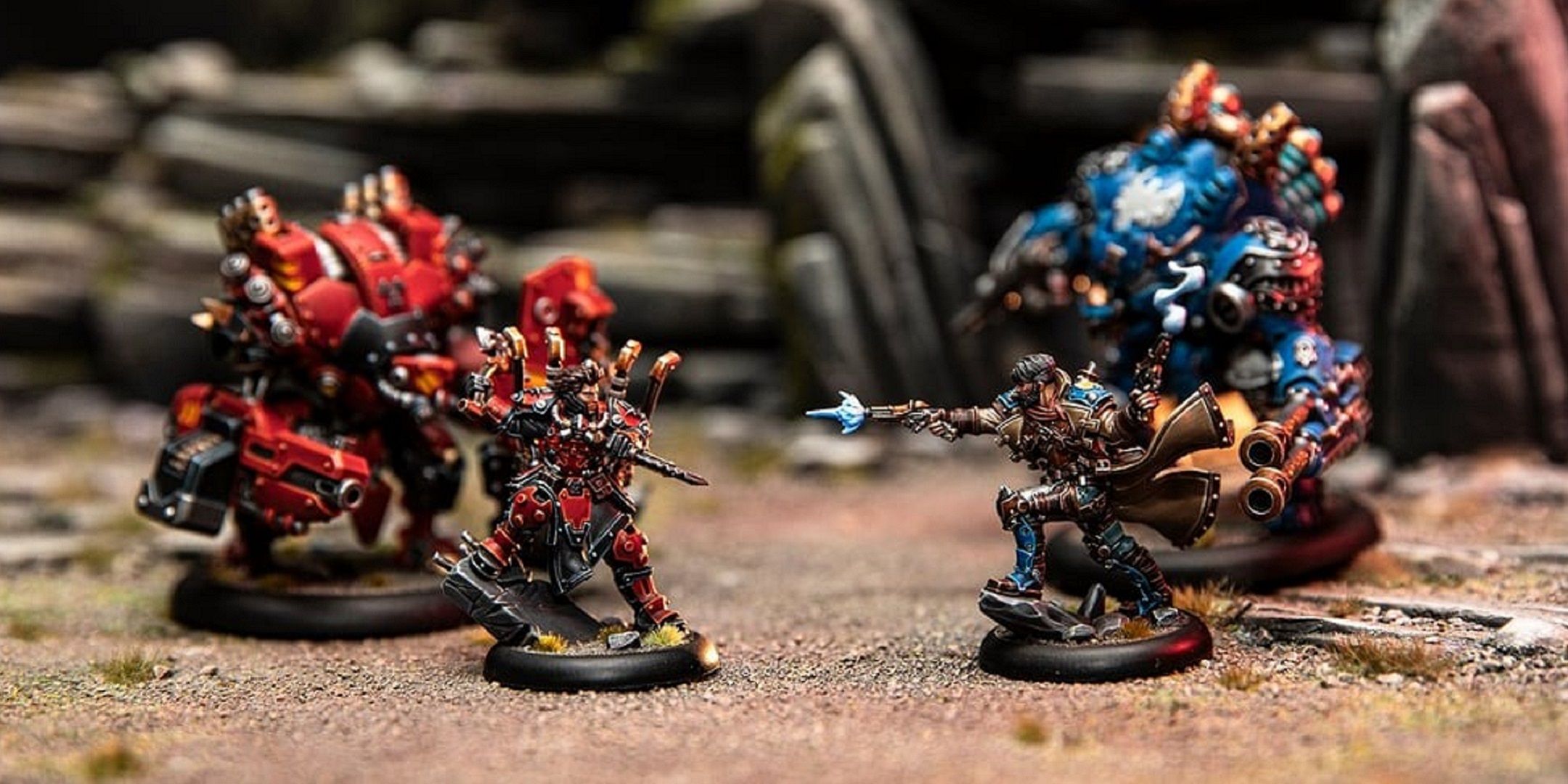 warmachine starter set miniatures fighting each other