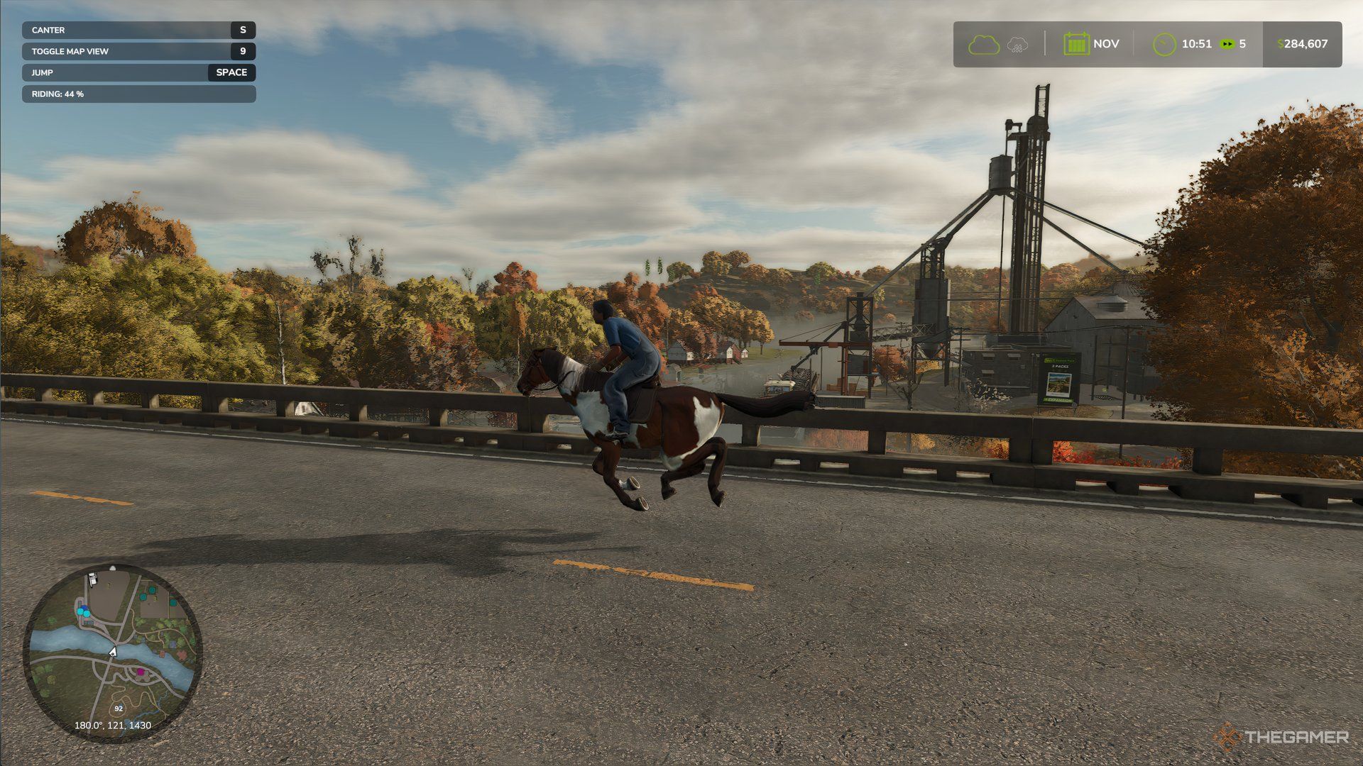 A Horse running on road in Farming Simulator 25.