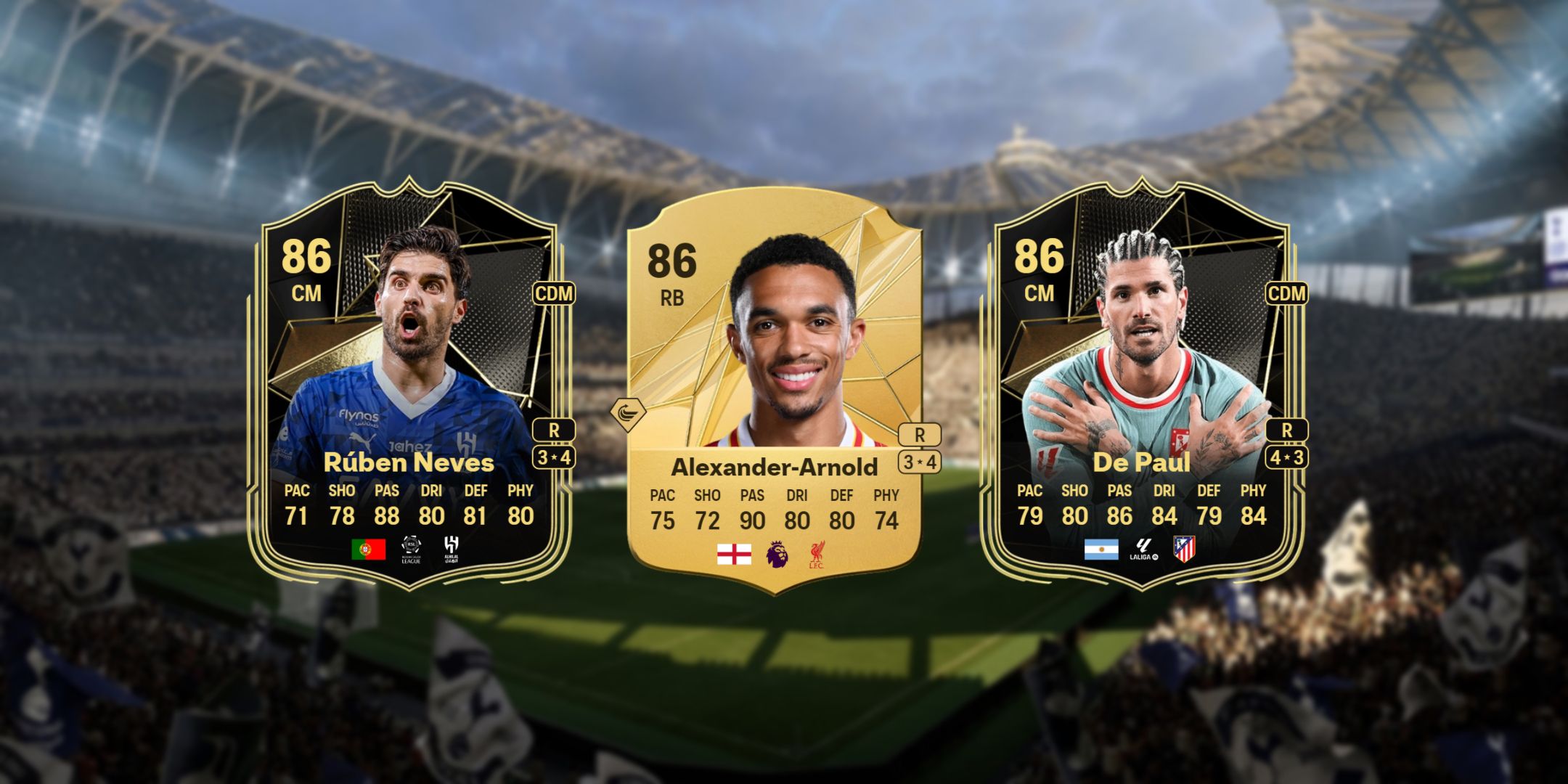 Ruben Neves, Trent Alexander-Arnold and De Paul's cards in EA Sports FC 25/