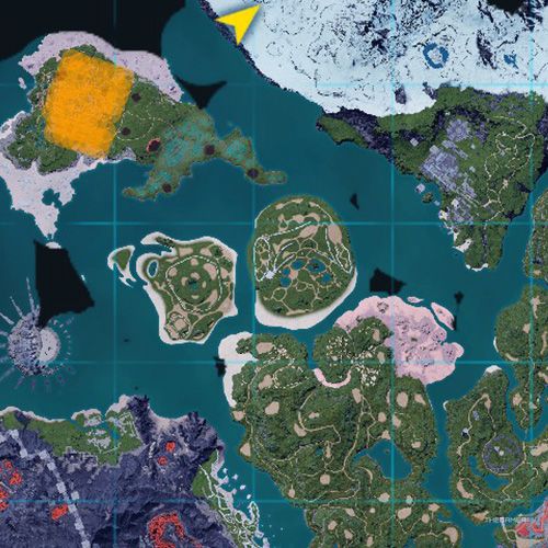 The orange-colored areas shows the possible Chillet Ignis spawn location on the map in Palworld