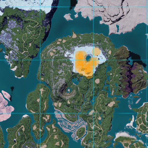 The orange-colored areas shows the possible Foxcicle spawn location on the map in Palworld