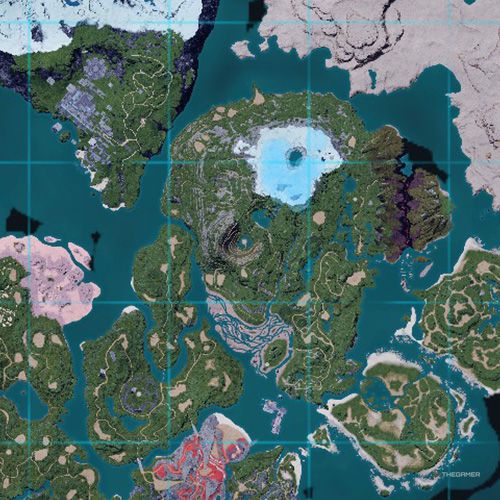 The orange-colored areas shows the possible Kitsun spawn location on the map in Palworld