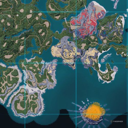 The orange-colored areas shows the possible Vaelet spawn location on the map in Palworld