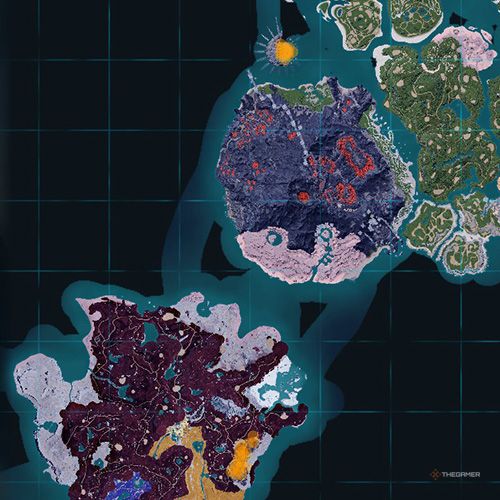 The orange-colored areas shows the possible Jormuntide Ignis spawn location on the map in Palworld