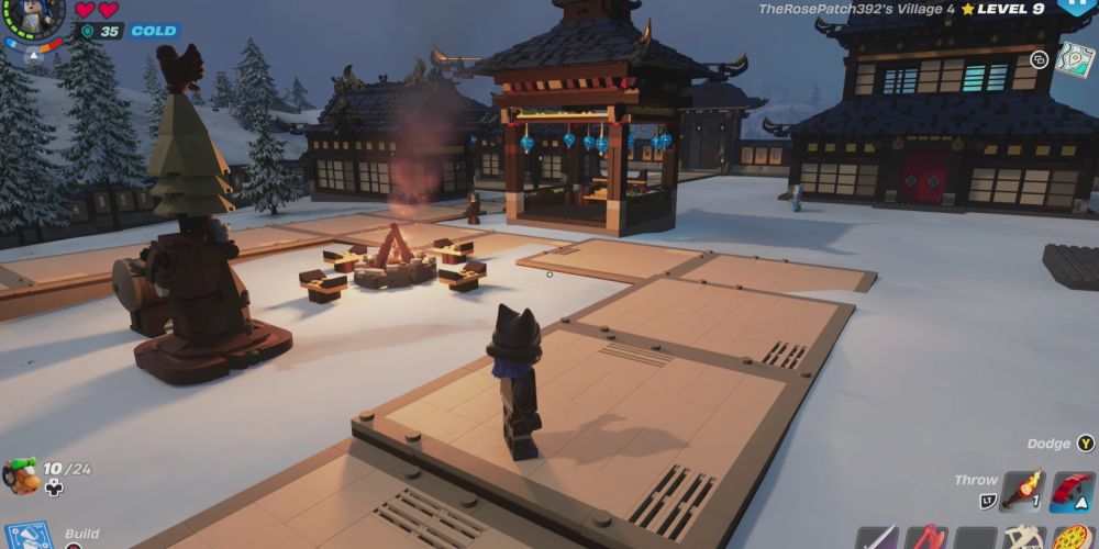 Lego Fortnite: Standing inside Frostlands village