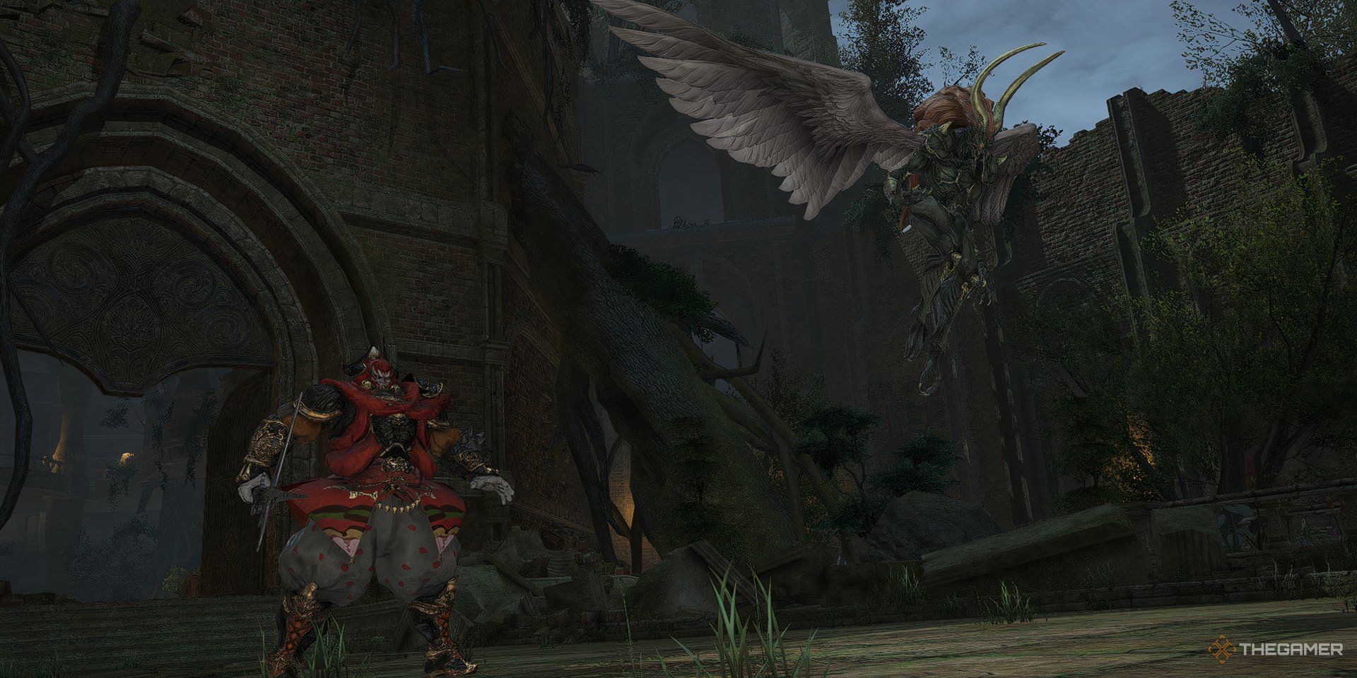 Gilgamesh and Enkidu facing the player in Final Fantasy 14.