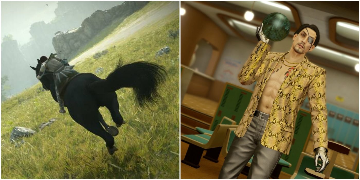 (Left) Wander riding Agro (Right) Goro Majima bowling