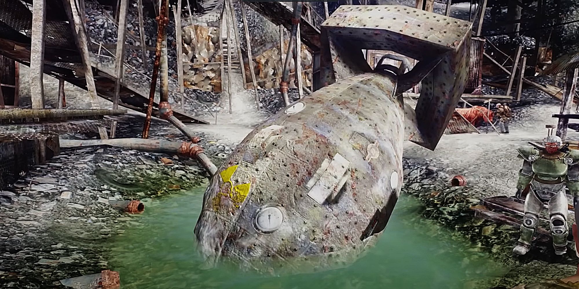 Megaton Fallout 3 Bomb sitting in radioactive water