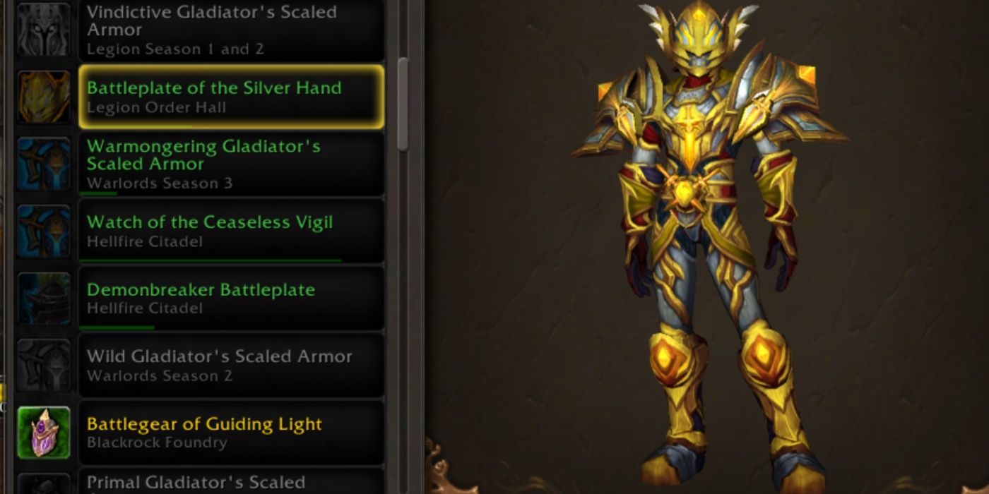 WoW blood elf wearing the Battleplate of the Silver Hand transmog