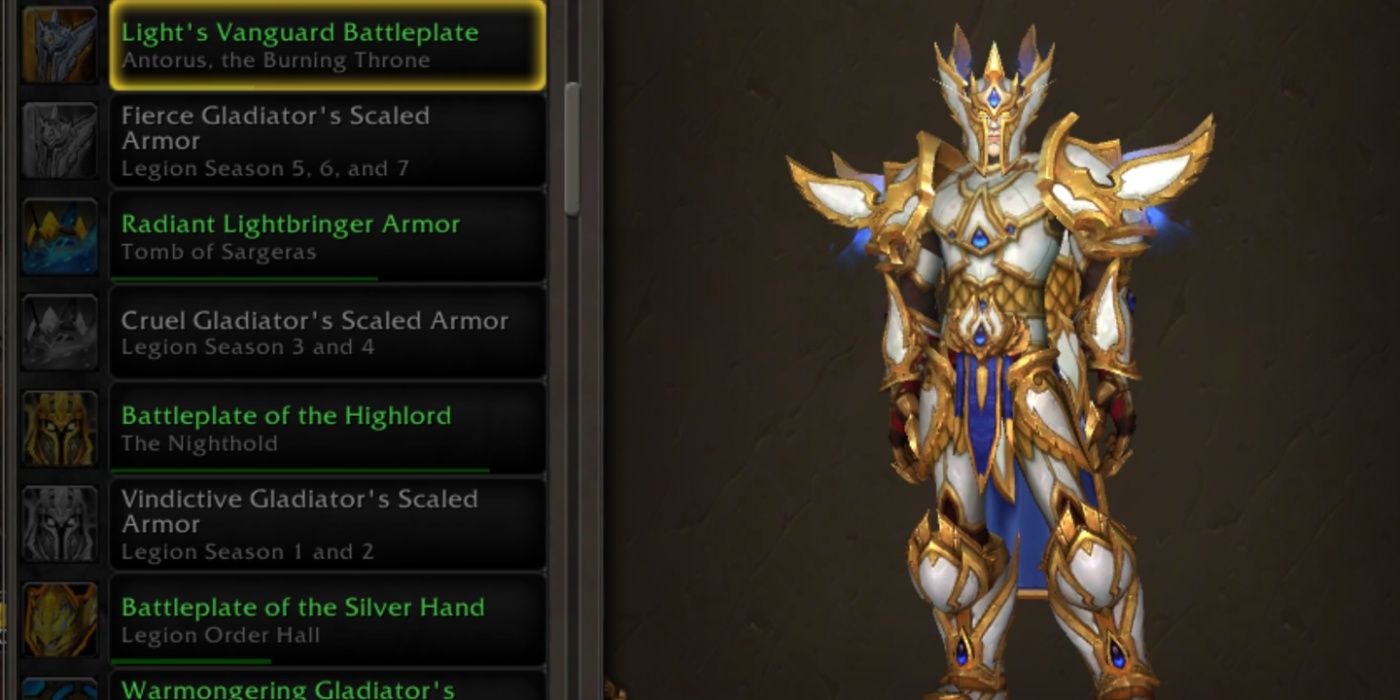 WoW blood elf wearing the Light's Vanguard Battleplate transmog