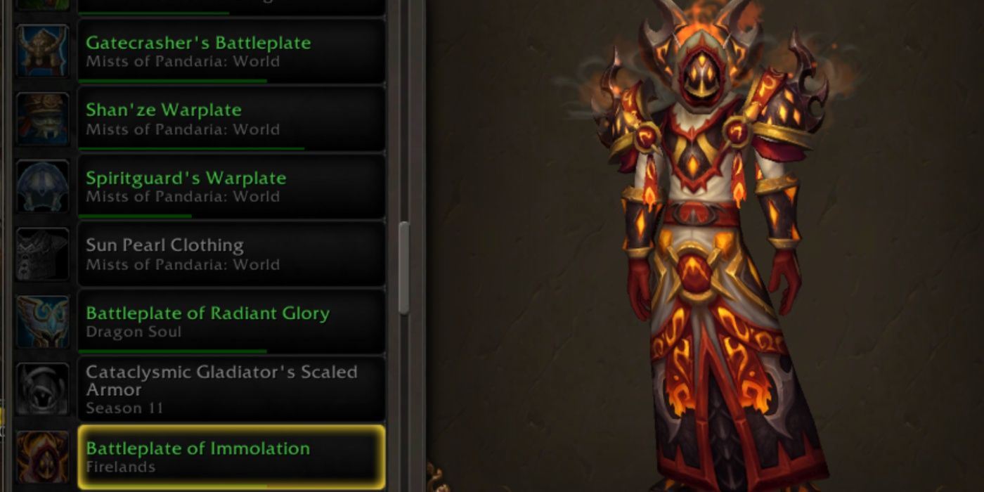 WoW blood elf wearing the Battleplate of Immolation transmog