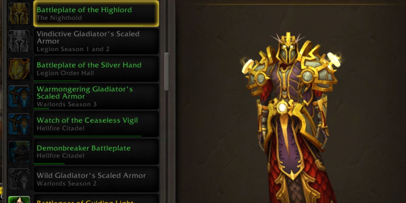 WoW blood elf wearing the Battleplate of the Highlord transmog