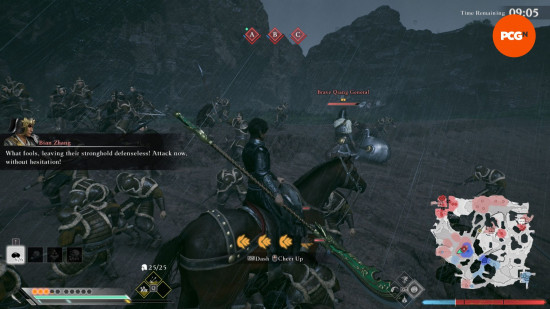 Dynasty Warriors review: a warrior on horseback in the midst of a battle.