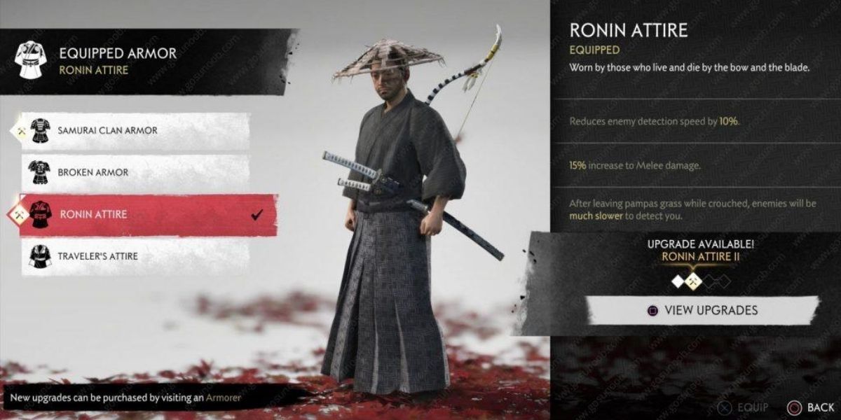 Ghost of Tsushima Ronin Attire Armor Set