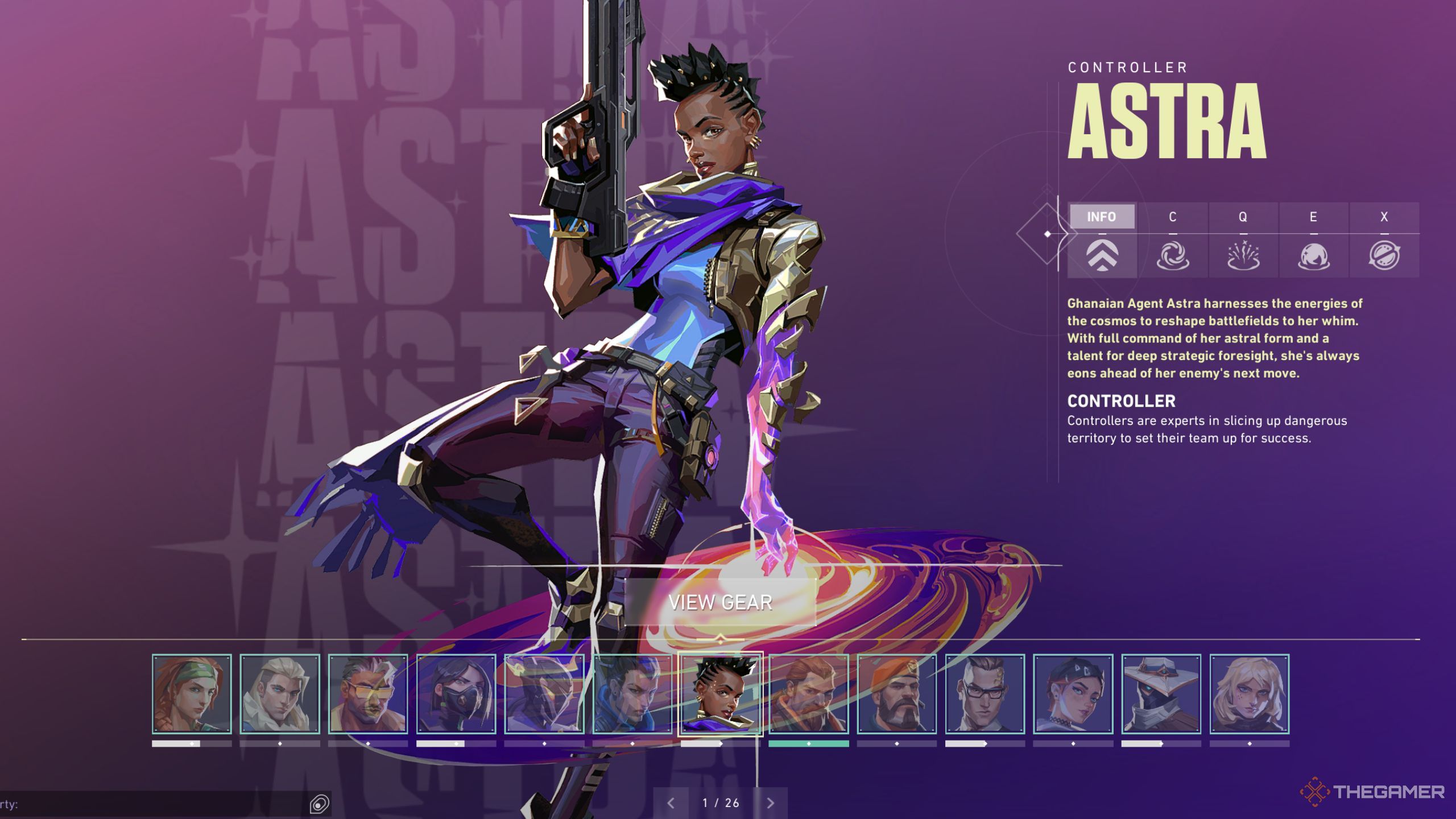 Valorant main menu image of Astra.