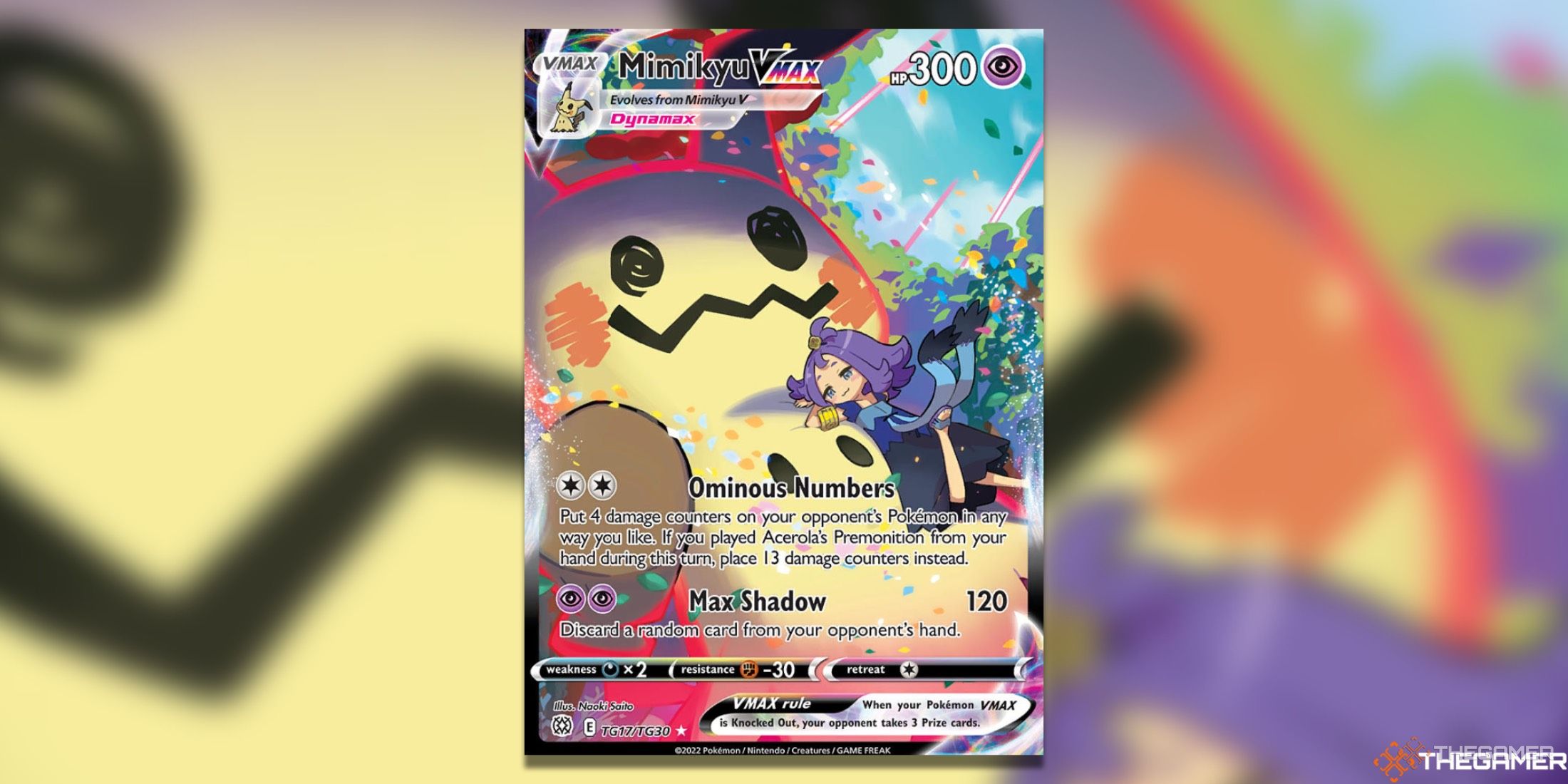 The Brilliant Stars Mimikyu VMAX from the Pokemon TCG.