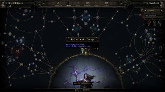 A screenshot shows the passive skill tree for the witch. 