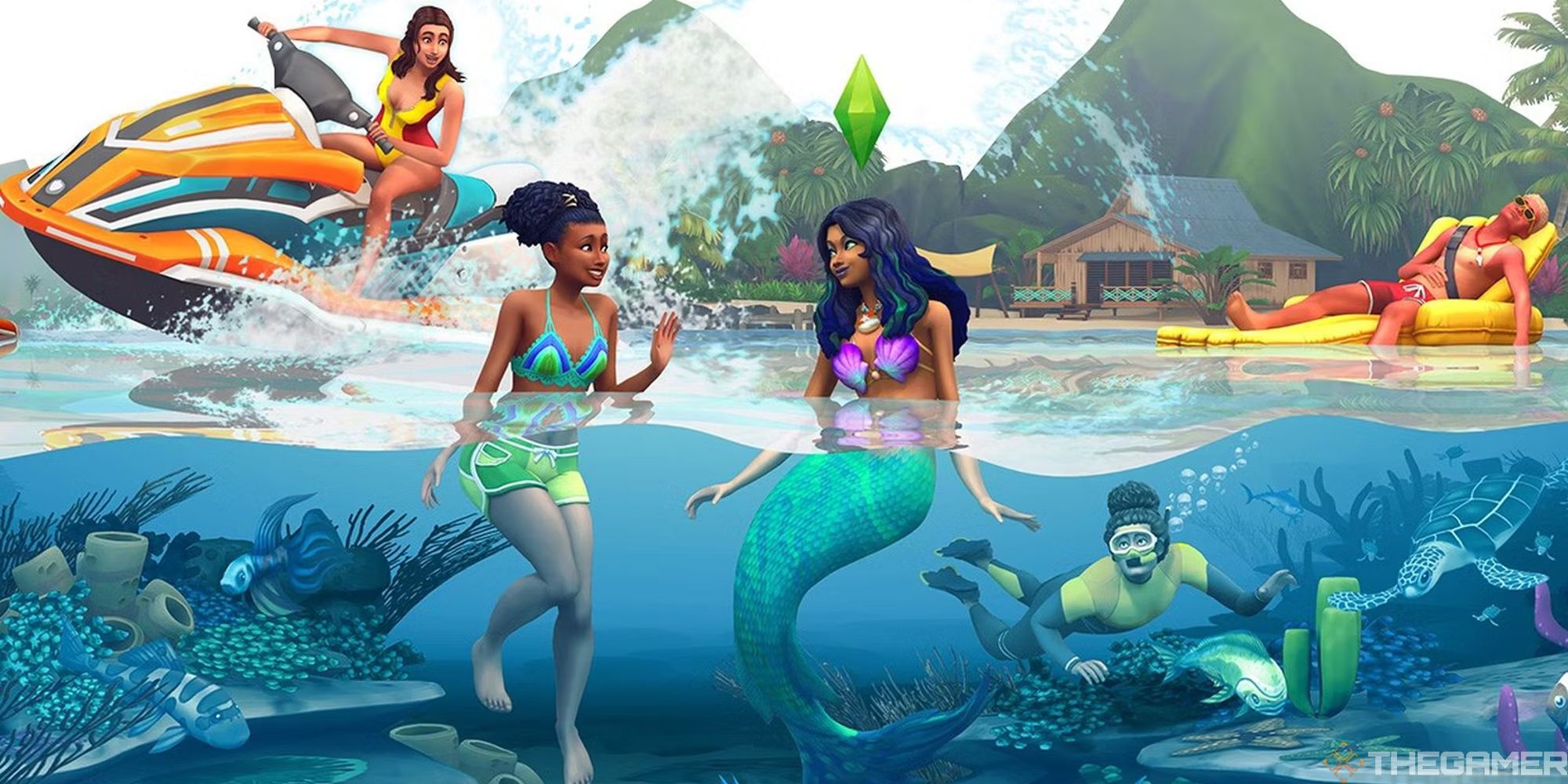 Image of the Sims 4 mermaid Island Living promotional image.