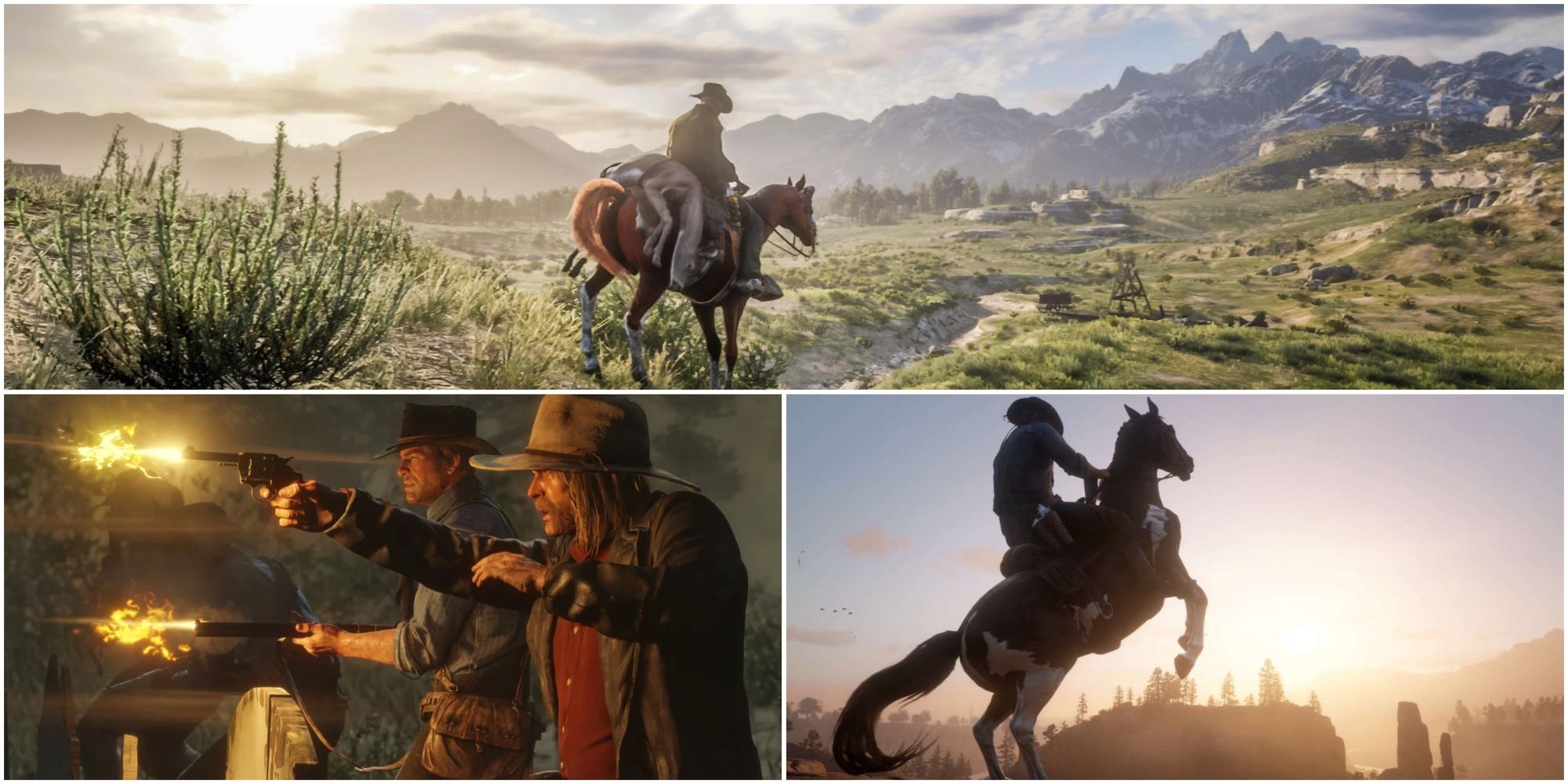 Split image showing Red Dead Redemption 2.