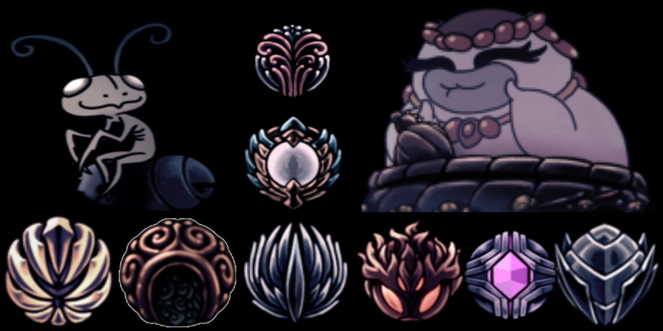 Hollow Knight Charms collage