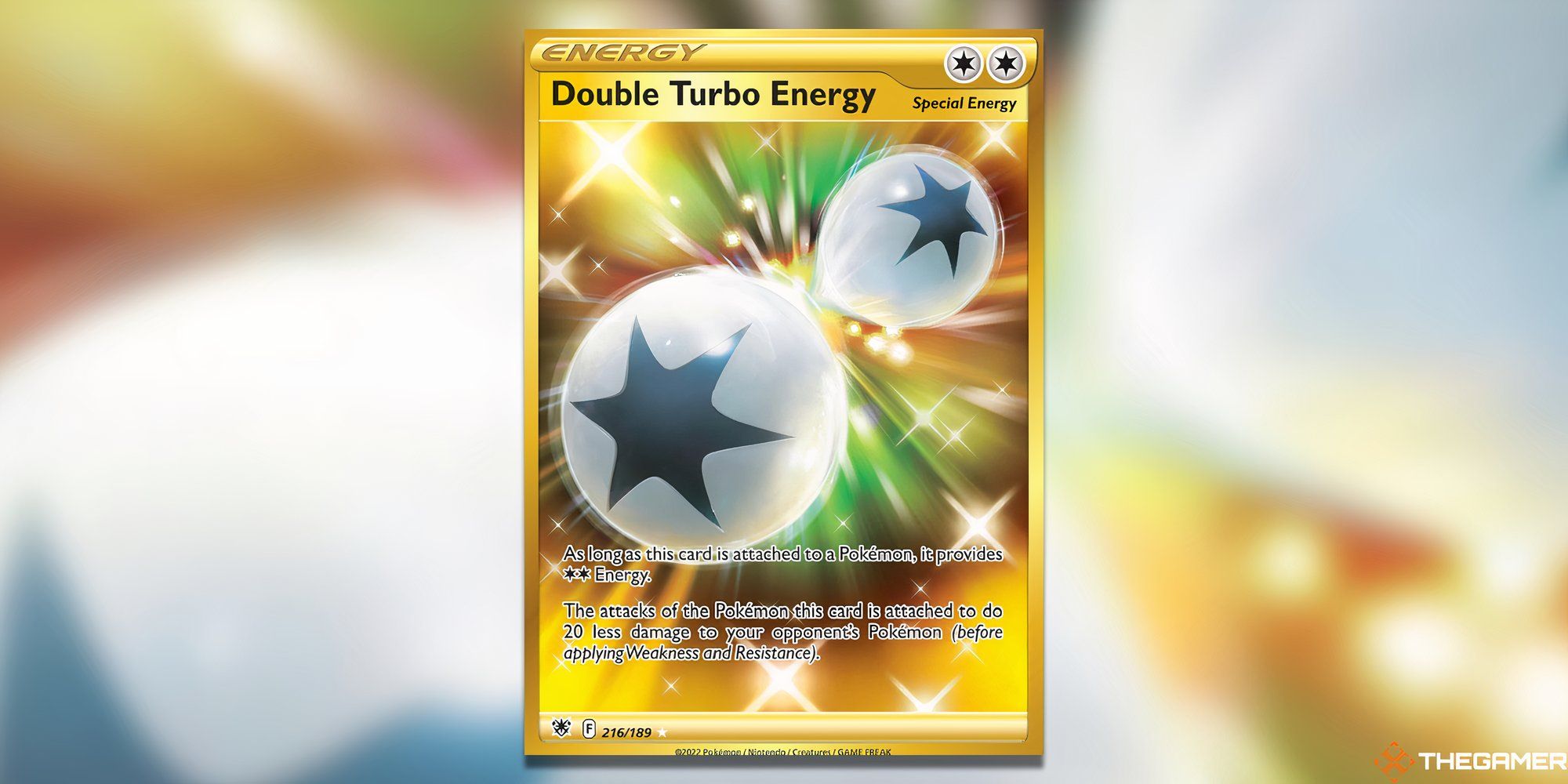 The Double Turbo Energy from the Pokemon TCG's Astral Radiance.